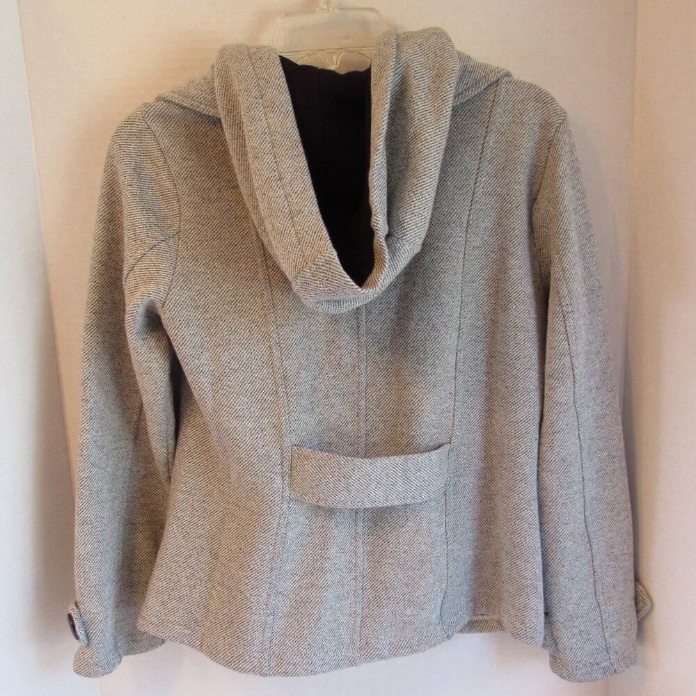Sebby Gray Striped Hooded Button Double Breasted Pea Coat Size S - Picture 3 of 5